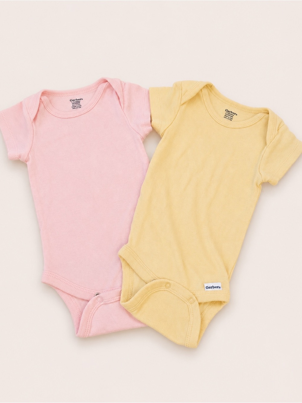Gerber - x2 Onesies - Pink & Yellow (Cotton) - 0-3M